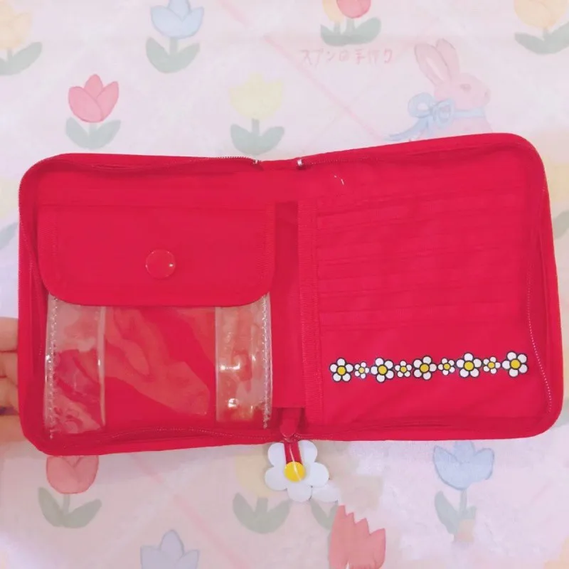 Borsa per carte Hello Kitty con fiore rosso vintage Fascino giapponese Estetico geometrico Portafoglio Hello Kitty Regalo di compleanno Decorazione per ragazza carina