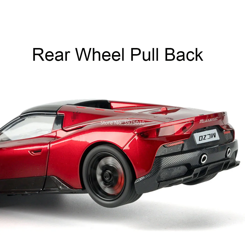 1:24 MC20 modèles miniatures jouets voitures avec son léger alliage moulé sous pression tirer véhicule pneus en caoutchouc Supercar garçons ornements cadeaux