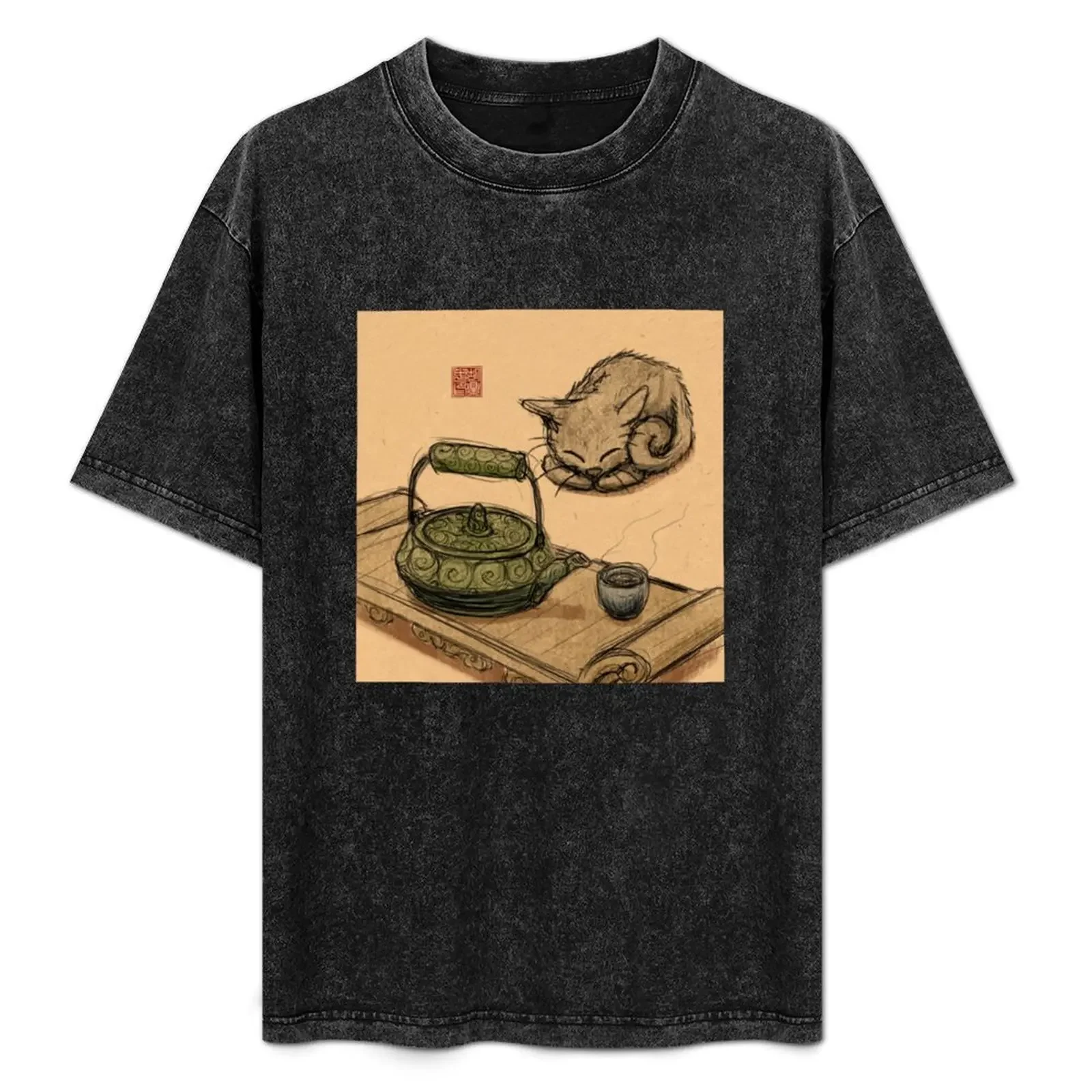 

Tea Time Kitten T-Shirt anime t shirts oversized graphic tee funny costumes anime tshirt mens plain t shirts