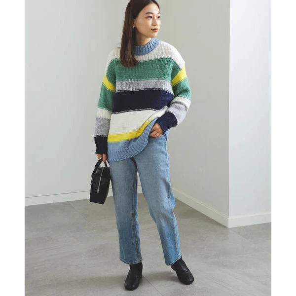 Warme gebreide trui Losvallende kleur Streep Volledige staat Winter Faion Dames Camere Sle Acryl Polyester Nylonmix