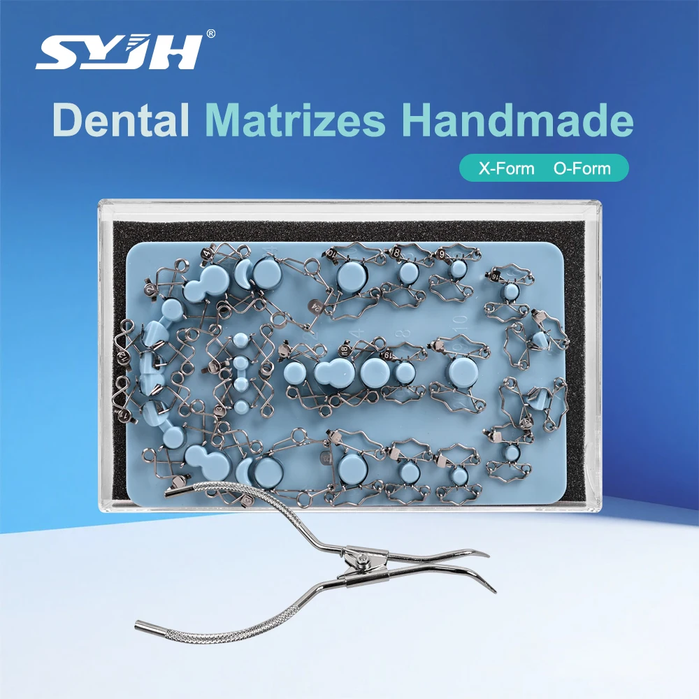 

SYJH Dental Automatrix Matrix Bands Ring Sectional Contoured Matrices with Clip Holder Clamps Forceps Dental Matrix Forming Kit