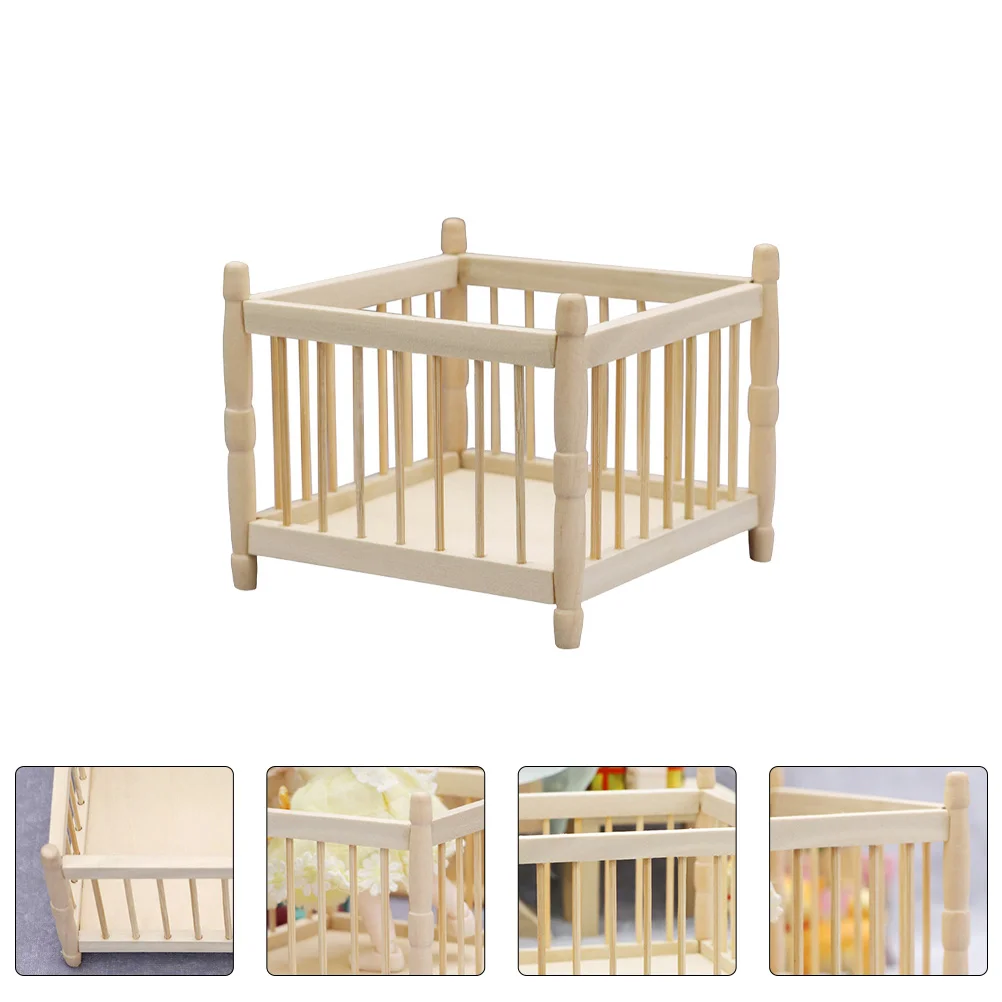 House Cot Furniture Dollhouse Bed Decoration Cradle Ornaments Mini Toys Lovely Wood DIY Accessory Decorate