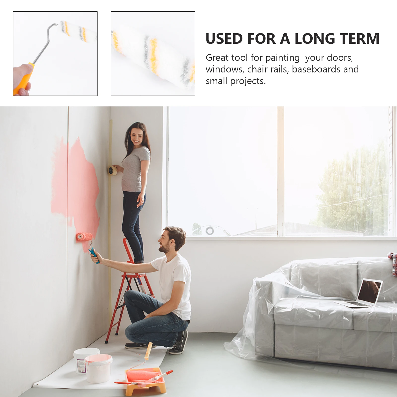 

21 шт., набор мини-кистей, инструмент для нанесения настенного покрытия, прочный профессиональный набор для рисования своими руками, двери, плинтусы, направляющие для стульев с 32 см