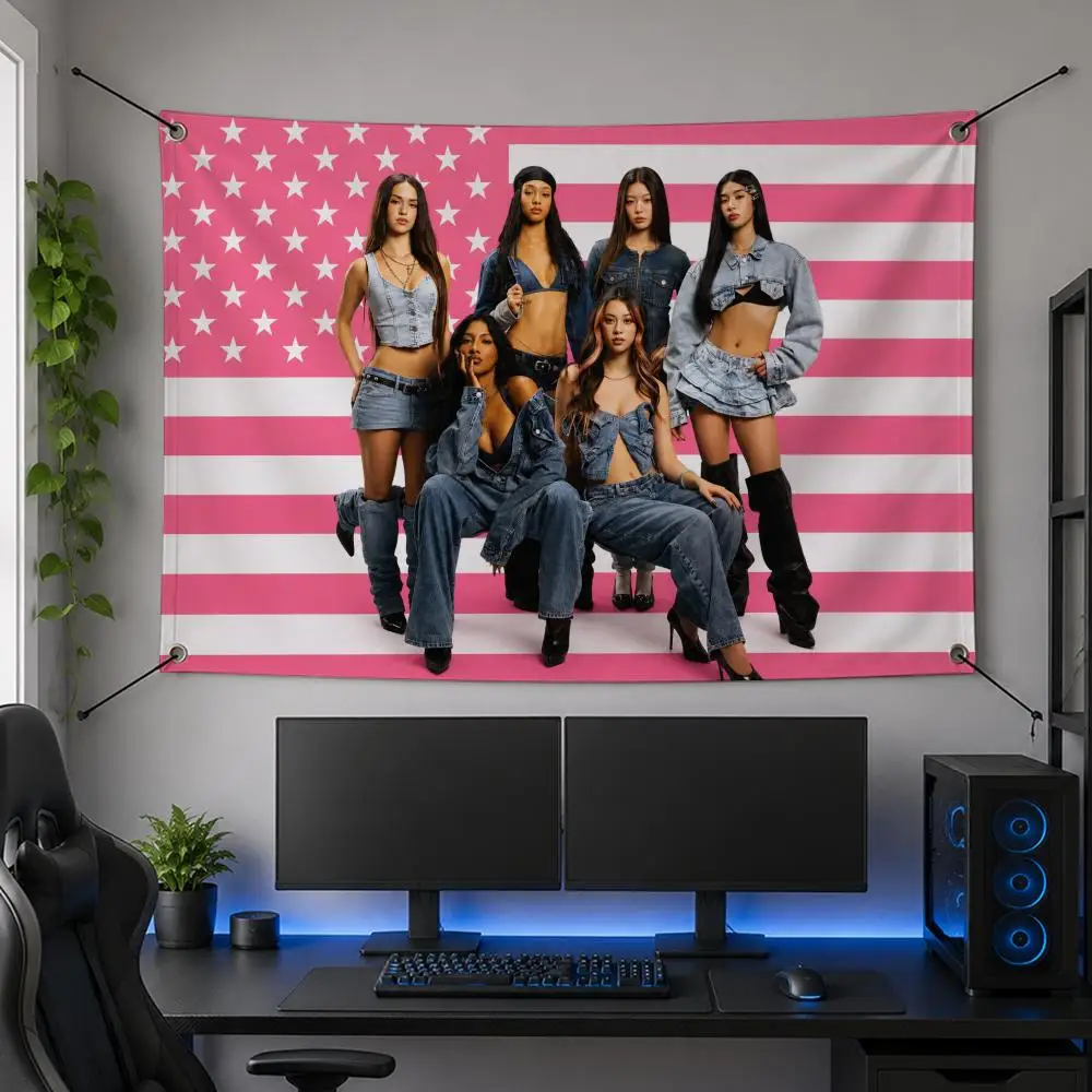 Music K-KATSEYE Global Pop Girl Group Flags Flag Banner for Bedroom Dorm Party Home Living Room Wall Garden Gift