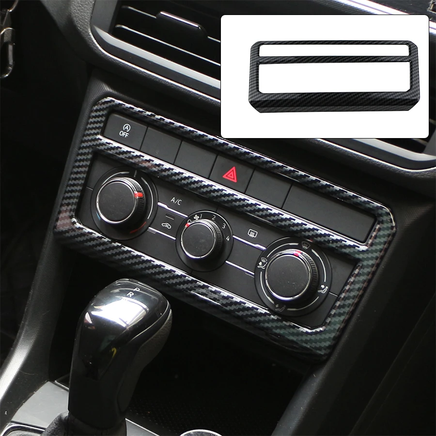 Consola central de coche de fibra de carbono ABS, cubierta de Panel de perilla de CA, pegatina embellecedora para Volkswagen VW t-cross Tcross 2018 - 2023, accesorios
