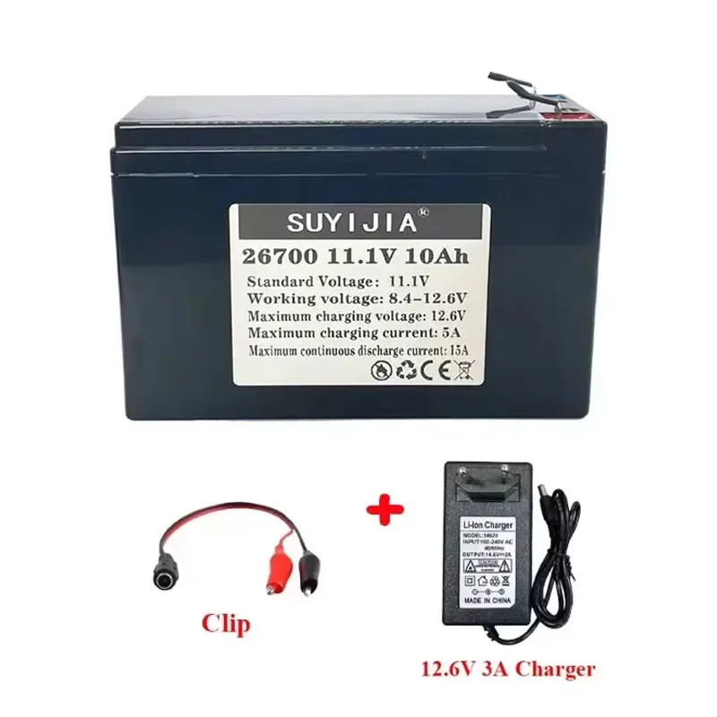 

11.1V 10Ah 26700 12V LiFePo4 Rechargeable Battery Battery Pack 4000+ Cycle Solar Lighting Lithium Battery Built-in BMS