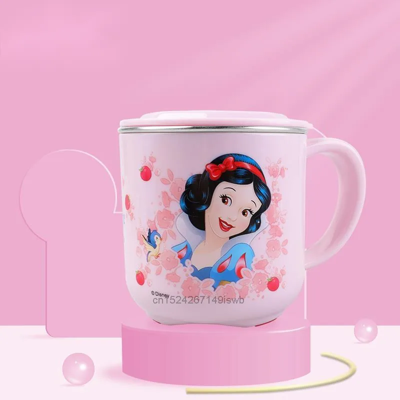 8.79oz Disney Snow White Water Cup With Lid 304 Stainless Steel Milk Cup Cartoon Cinderella Rapunzel Coffee Mugs School Supplie