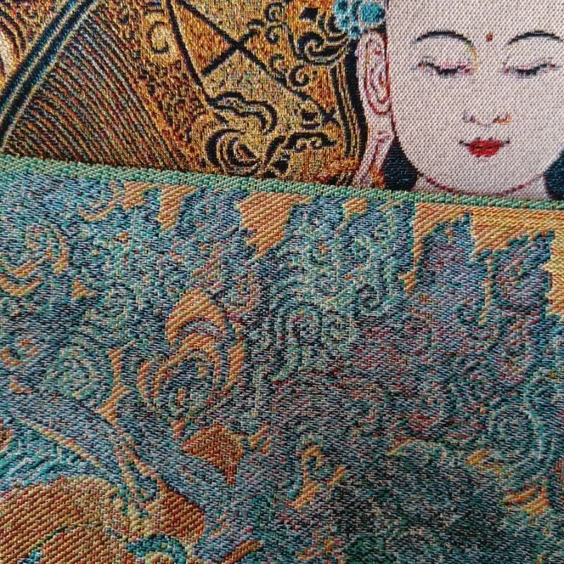 Four-Armed Avalokiteshvara Brocade Tibetan Tangka Embroidery Painting Gold Thread Decor Hanging Art