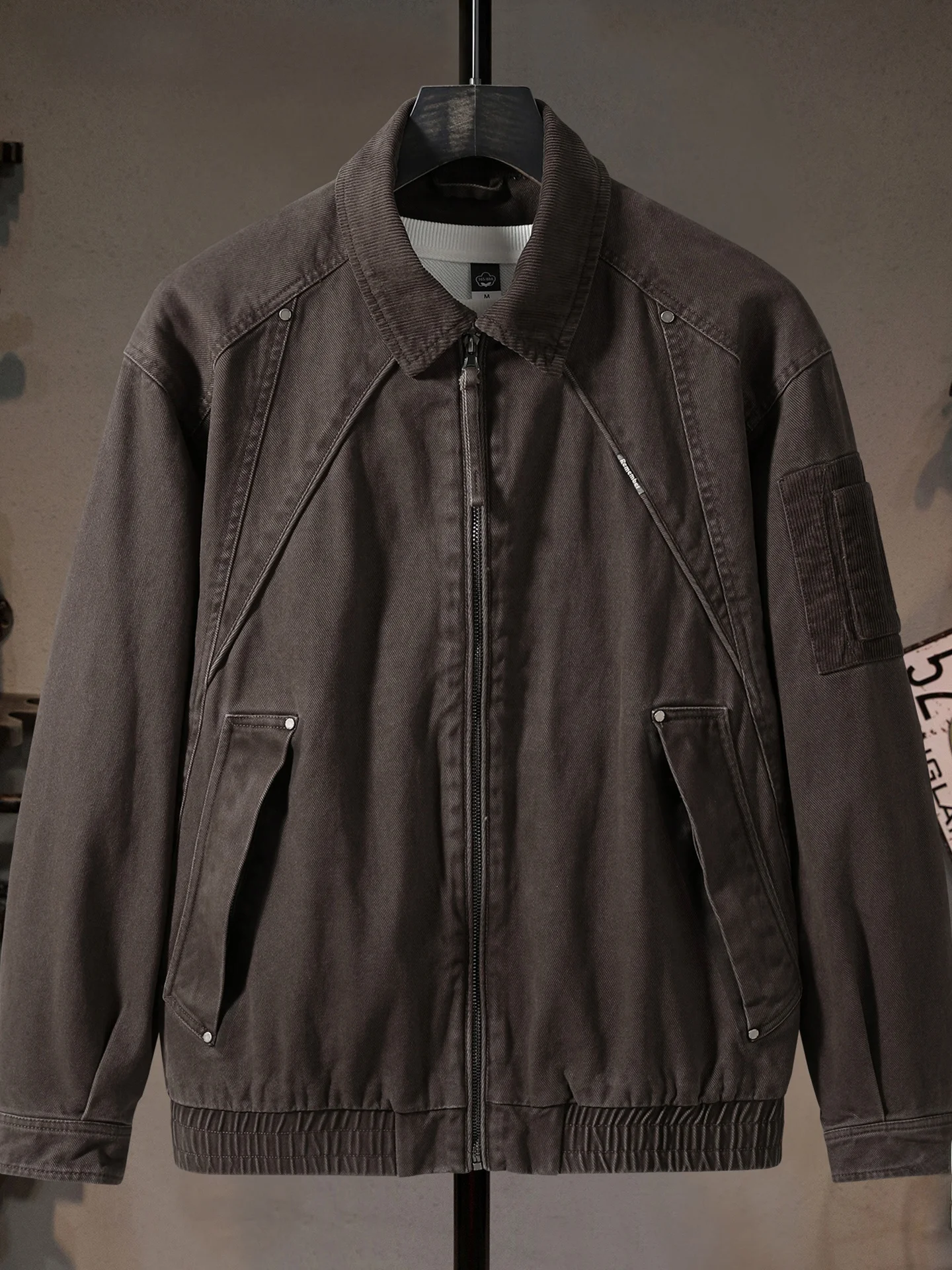 

Мужская рабочая куртка в американском ретро-стиле, повседневная, утепленная, цвета хаки, винтажная, на молнии, из хлопка