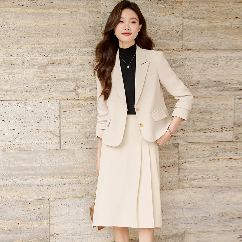 Elegant gray slimming long-sleeved suit for women2025New autumn high-end professional commuter versatile blazer