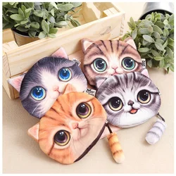 Monedero con estampado de cola de gato en 3D para mujer y niña, monedero Kawaii, Mini bolsa