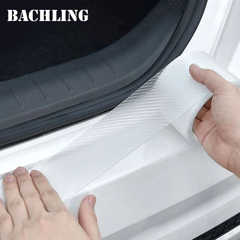 3/5/10M Transparent Carbon Fiber Car Threshold Portector Moulding Strip Trim Bumper Strip Clear Wear Surface Tapes DIY Film Tool