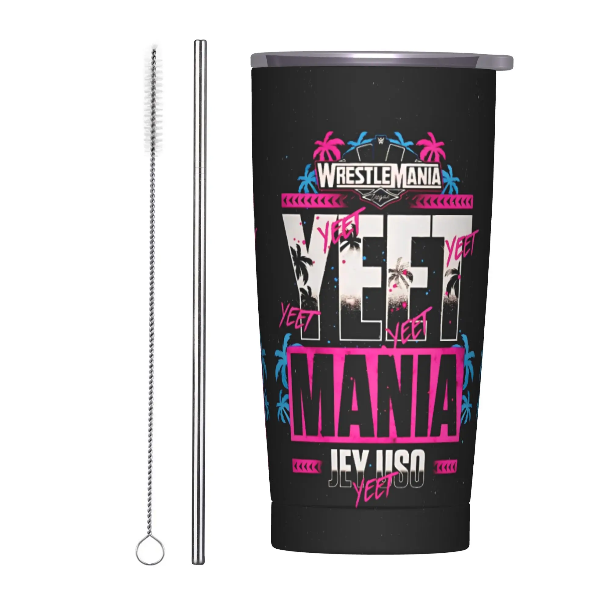 

Stainless Steel Tumbler JEY YEET USO Wrestling Mugs Cup With Straws Travelist Cold and Hot Water Bottle Heat Preservation Cups