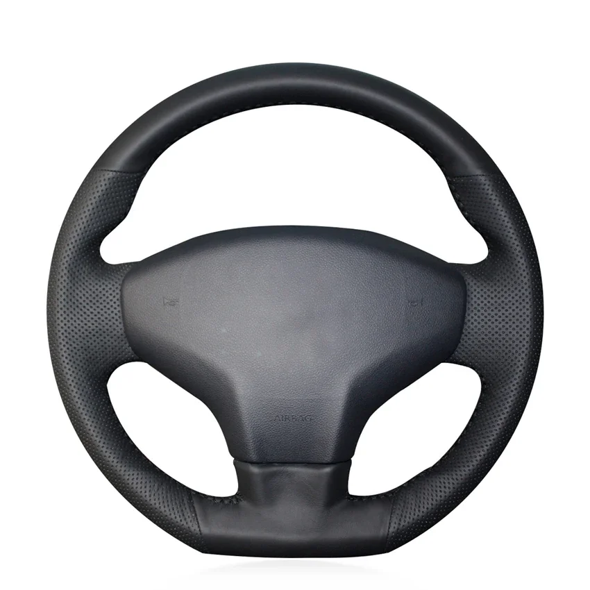 Black PU Faux Leather No-slip Car Steering Wheel Cover for Citroen C3 Picasso C-Elysee 2009-2019 Peugeot 301 2013-2019 208 2012