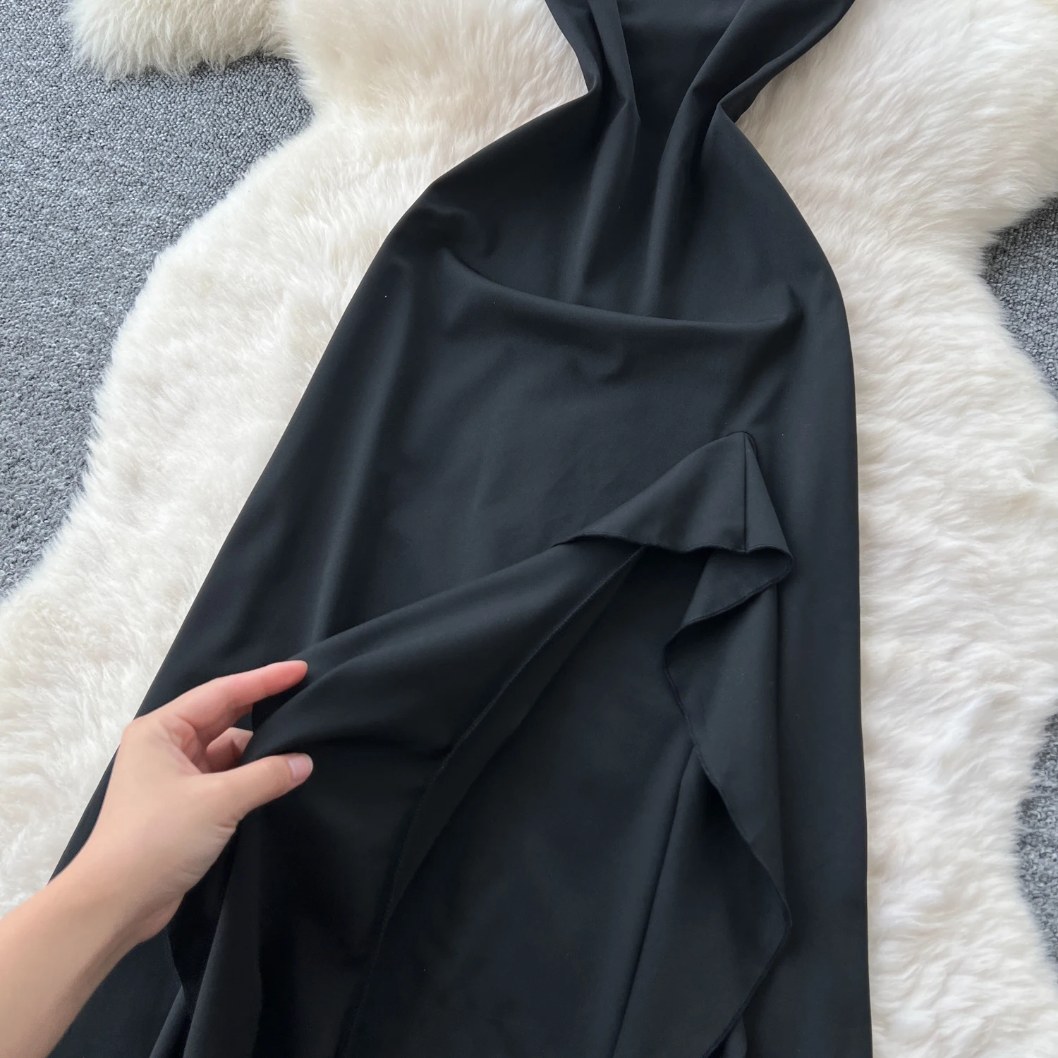 Chic vintage senza schienale con volant senza spalline Elegante fata moda coreana Boho Vestito estivo abbigliamento donna Abito lungo attillato