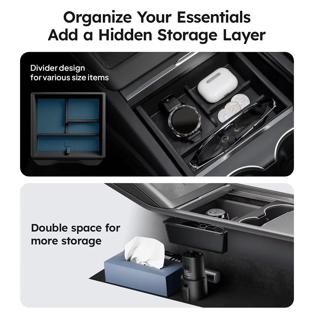 For Tesla Updated Model 3 Highland Center Console Armrest Storage Box, Interior Organizer Tray Accessory