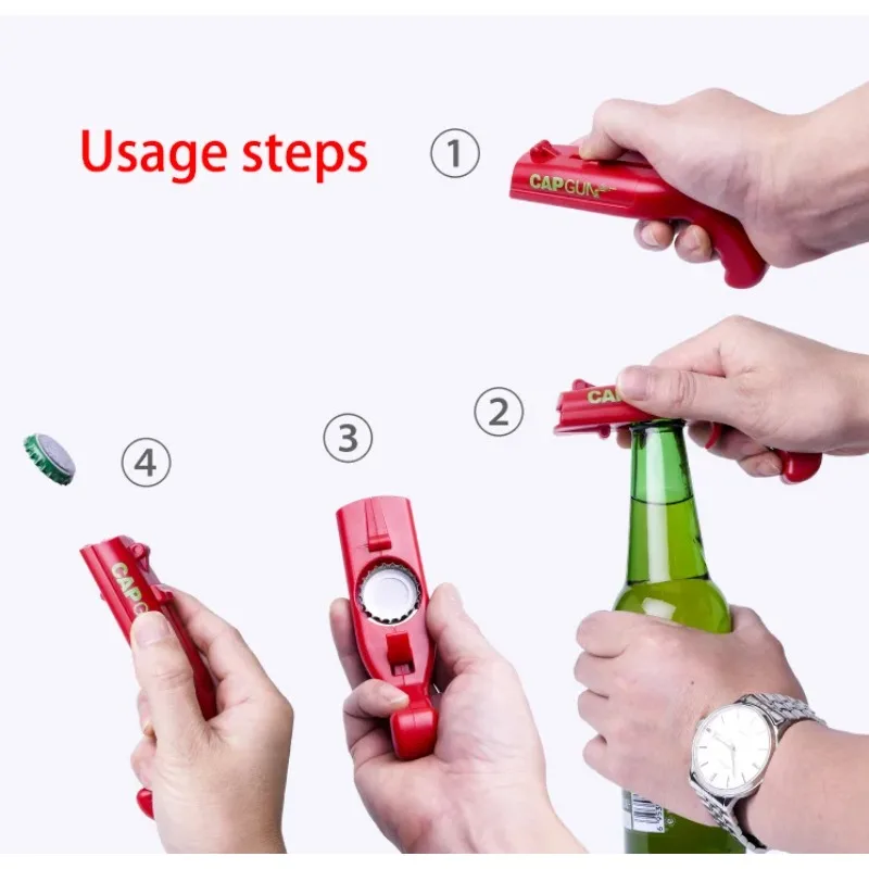 Cap Gun Bar Tool Creative Flying Launcher Bottle Beer Opener Drink Lids Shooter Kitchen Gadgets  Wine Accessories