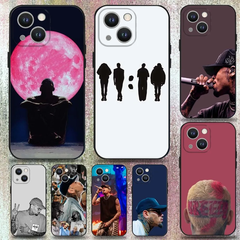 

C-Chri B-Brown American Rapper PhoneCase For iPhone 16,15,14,13,12,11 Plus,Pro Max,XS,X,XR,SE,Mini,8,7,Soft Silicone Black Cover