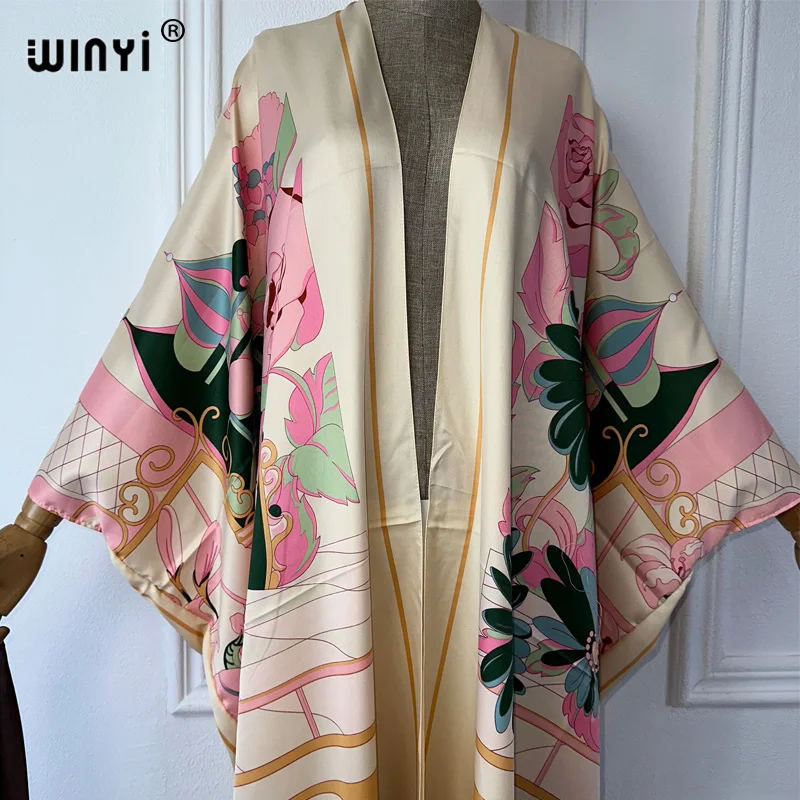 Winyi verão impressão médio oriente quimono praia cobrir vestido elegante africano feminino boho cardigan férias maxi abaya dubai luxo