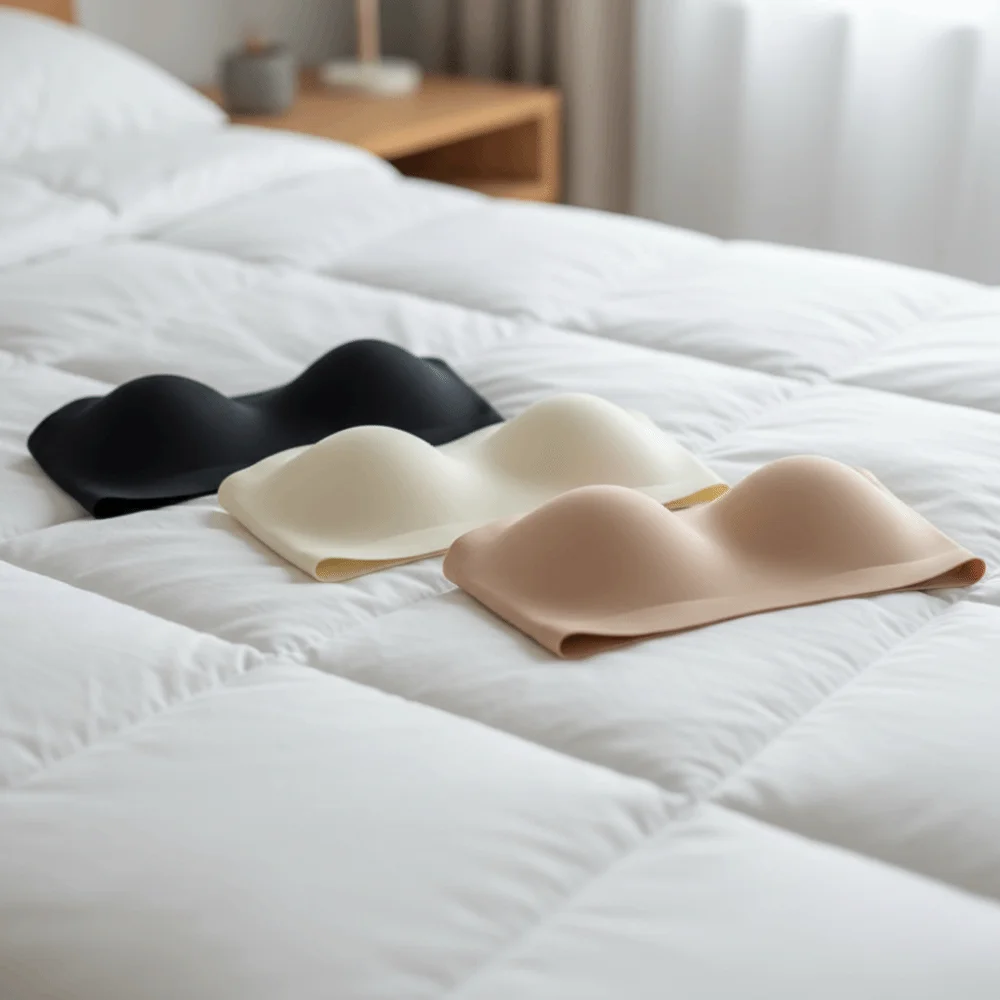 Transparent Strapless Tube Top Wireless Bra Thin Traceless Close-fitting Brassiere for Women Gathered Breasts Adjustable