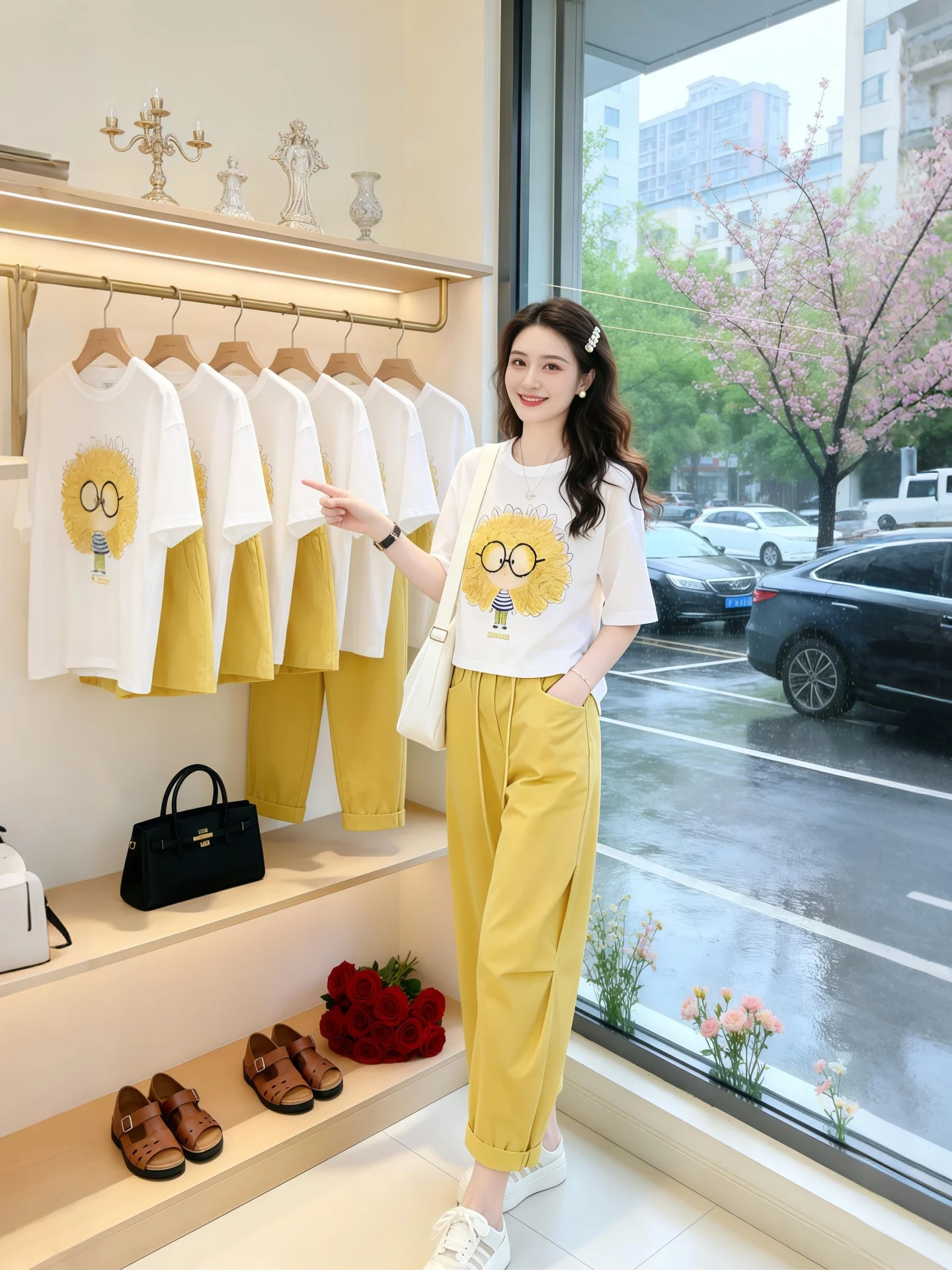 

2026 Summer Fashion Ladies' Casual Printed Short Sleeve T-shirt And Harlan Pants Set Breathable Comfortable Universal Fit