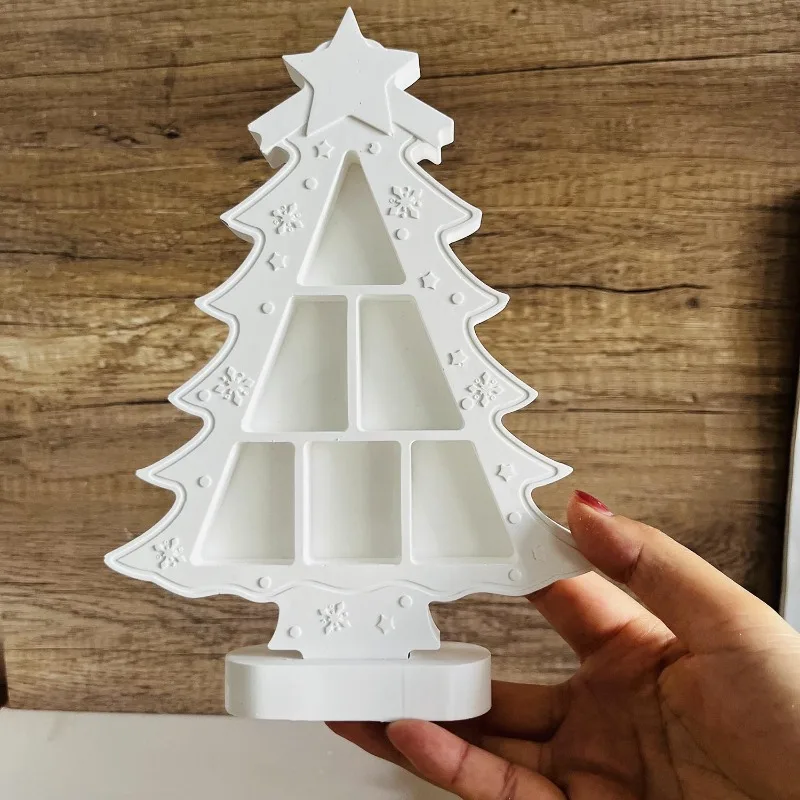 Standing Christmas Tree with Star Silicone Mold DIY Casting Home Decoration Plaster Mould Christmas Tree Ornament Silicone Mould