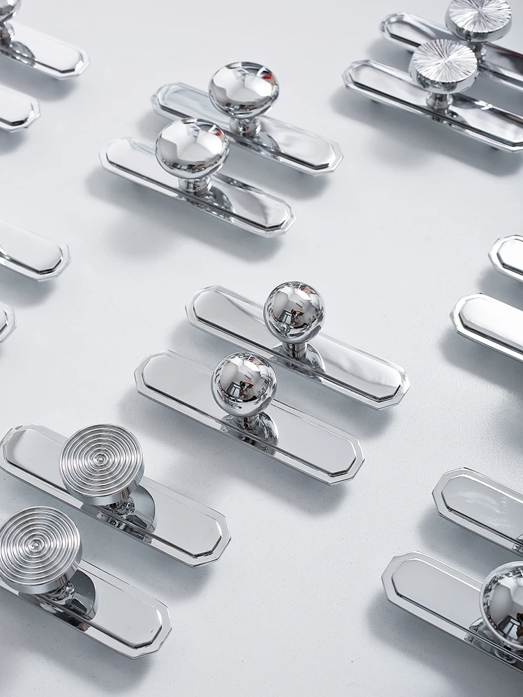 Furniture Bright Chrome Silver Cabinet Door Handle Wardrobe Door Shoe Cabinet Drawer Brass Hardware Handles