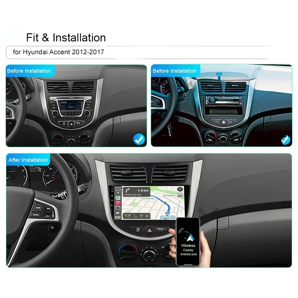 راديو ستيريو للسيارة أندرويد 13 Carplay GPS 2 + 32G متوافق مع هيونداي أكسنت فيرنا سولاريس 2011 - 2019 #5