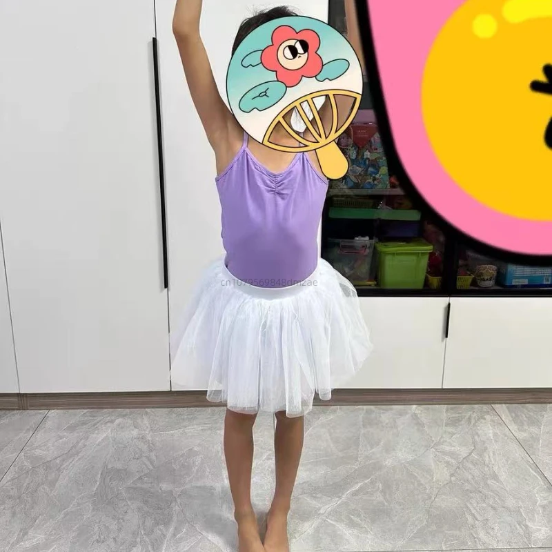 Модная и милая шифоновая юбка с широкими полями, детский танец, балетная юбка для девочек, пышная белая танцевальная юбка до половины тела