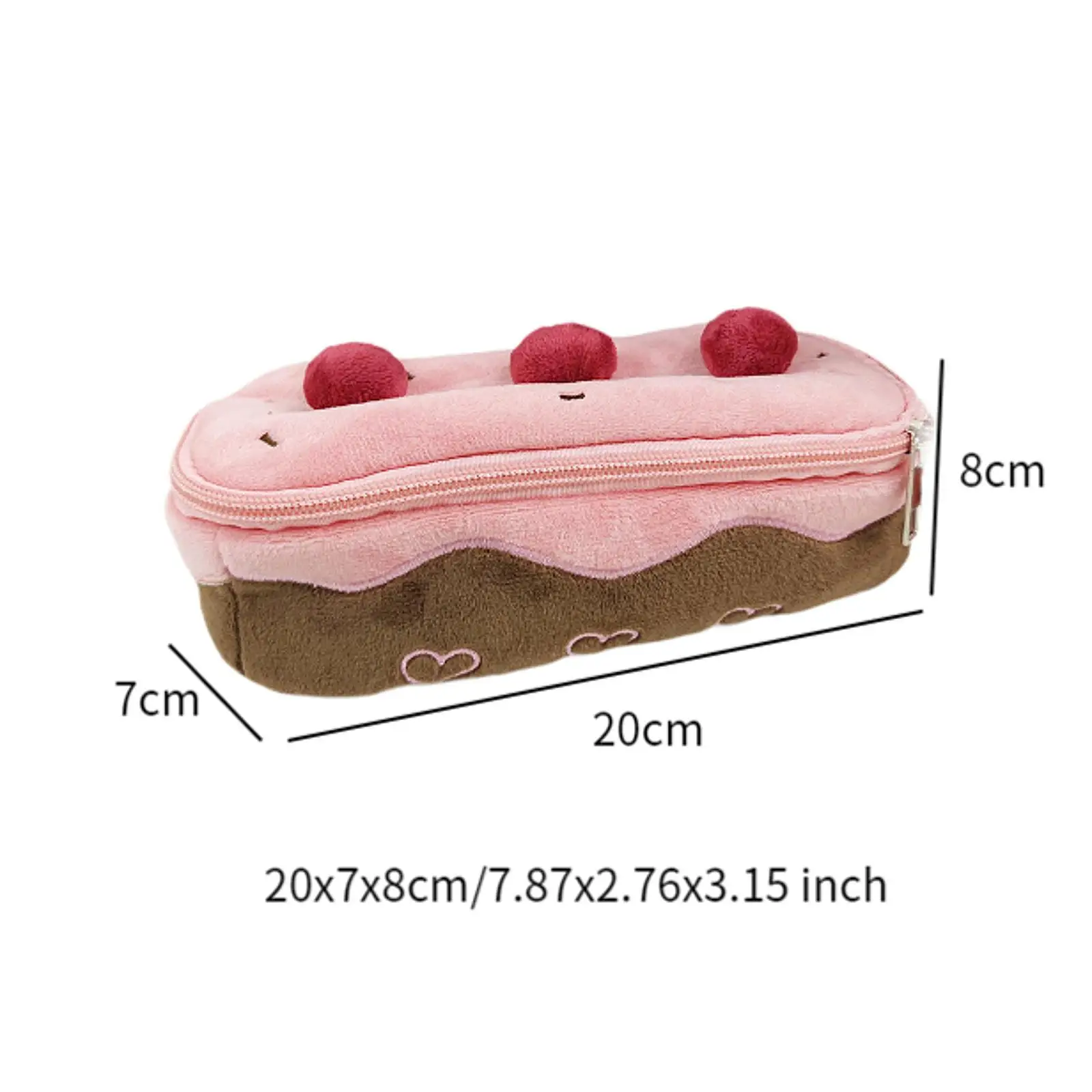 チェリーケーキシェイプぬいぐるみペンシルケース、コスメティックバッグ、子供用ポーチ、家庭用