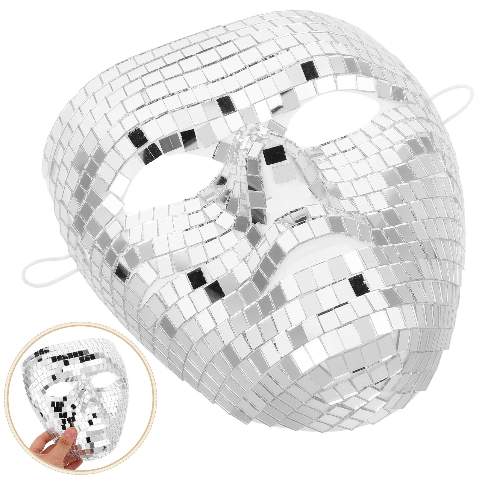 

Disco Ball Glitter Full Face Mask Mirror Costume Halloween Carnival Birthday Party Stage Performance Masquerade Face Cover