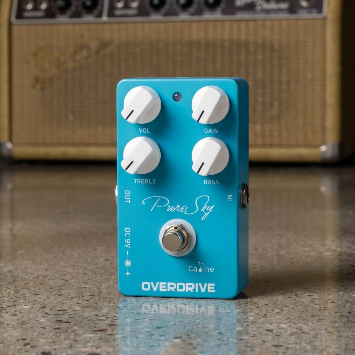 Pedal de Efeito para Guitarra CALINE CP-12 Pure Sky Overdrive, Som Limpo e Puro, Compacto para Guitarra Elétrica e Acessórios de Baixo