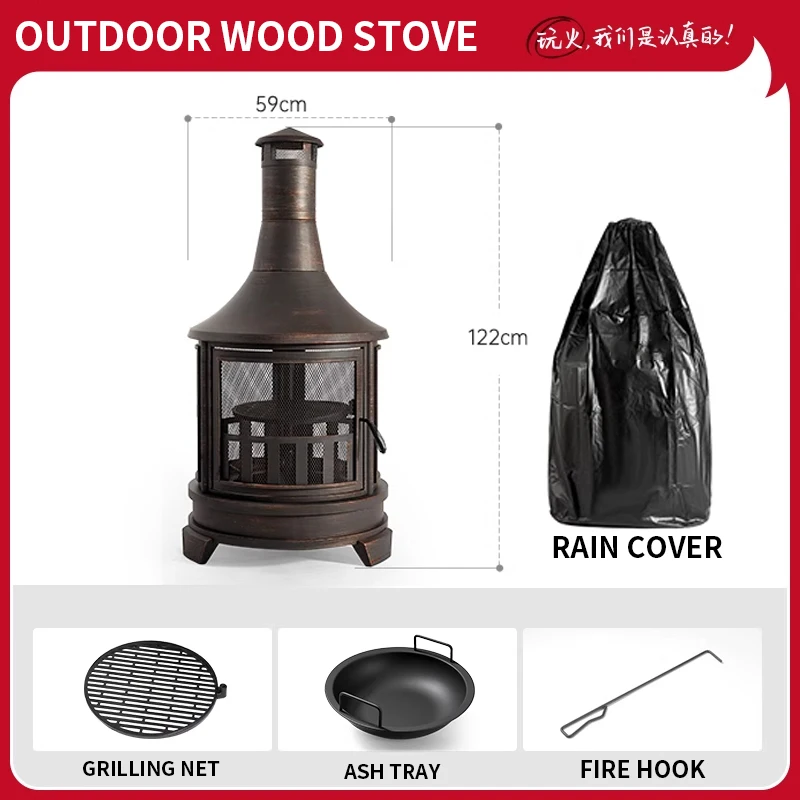 Garden Grill Outdoor Heating Stove Home Barbecue Stove Camping Campfire Stove Wood Stove Fireplace Indoor Stove