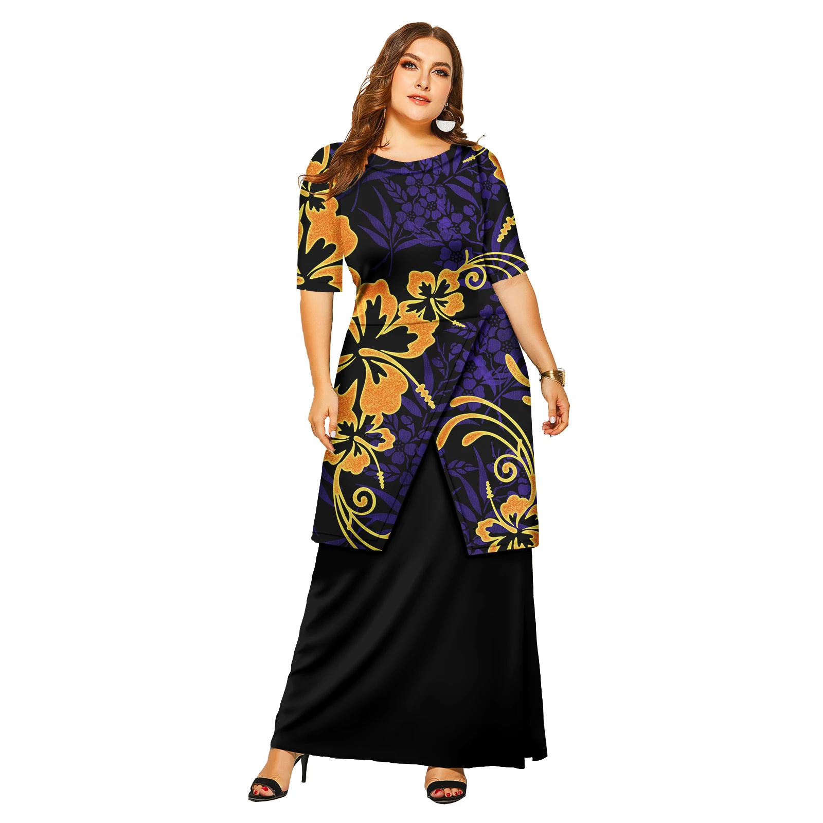 ใหม่มาถึง Island ชุด Polynesian Tribal Puletasi ซามัวผู้หญิงสบายๆ 2 ชิ้นชุดพลัสขนาดผู้หญิงชุด