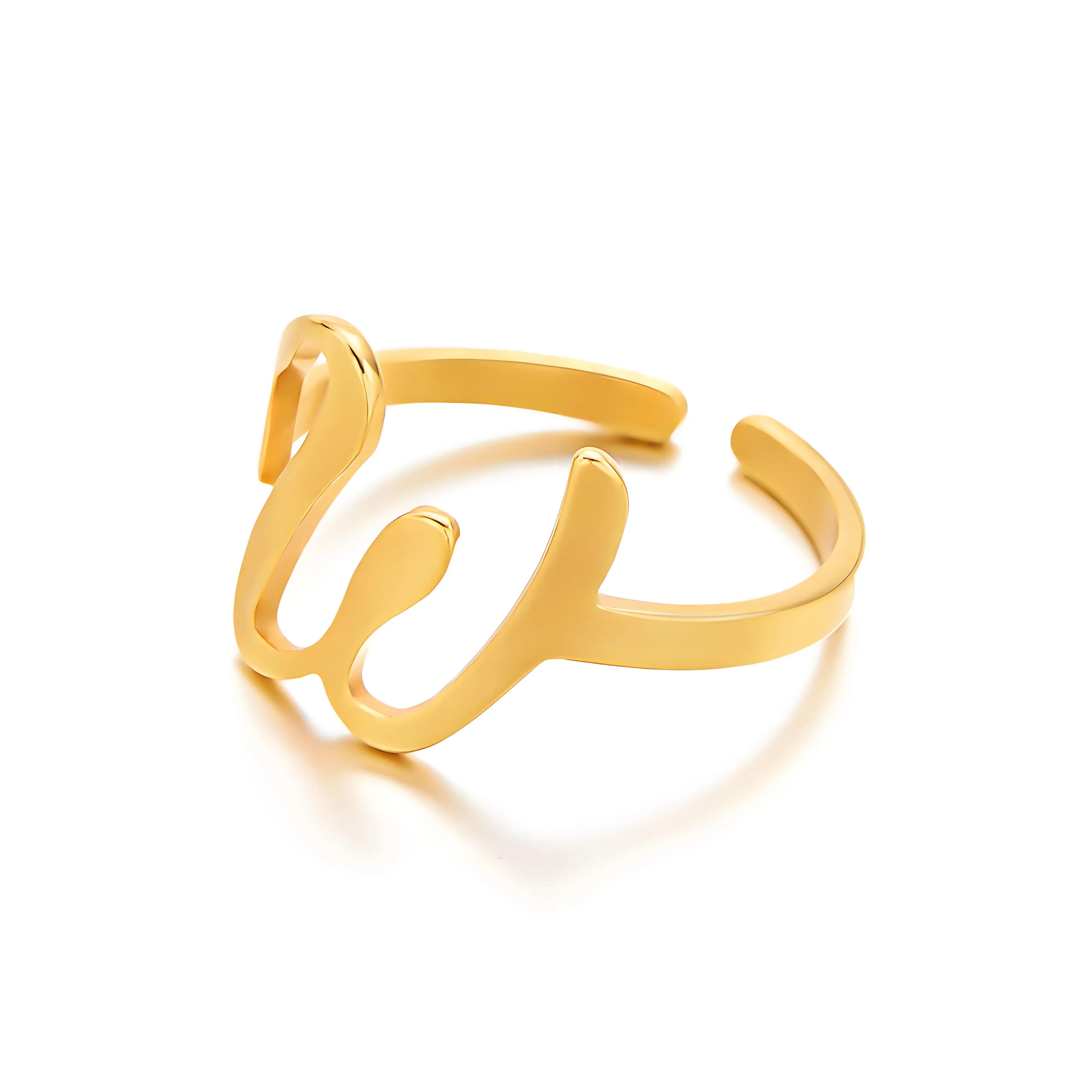 

Gold - Toned Stainless Steel Initial Letter Ring for Women, Adjustable A - Z Alphabet Design, Ideal Aesthetic Jewelry Gift