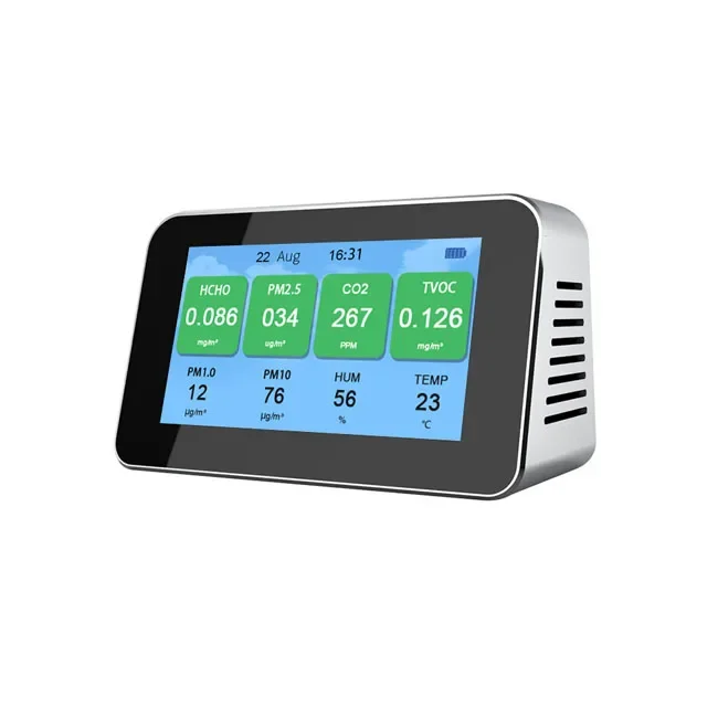 Multifunction TEMP HUM TVOC HCHO PM10 PM1.0 PM2.5 4.3 inch Screen 3000mah Air Quality  Radon Detector