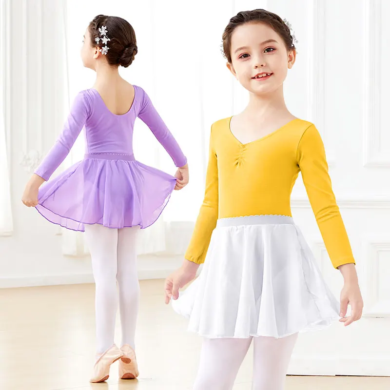 Conjunto de leotardo de Ballet con falda para niñas, leotardo de gimnasia, Body de Ballet, vestido de baile para niños, conjuntos de vestido de