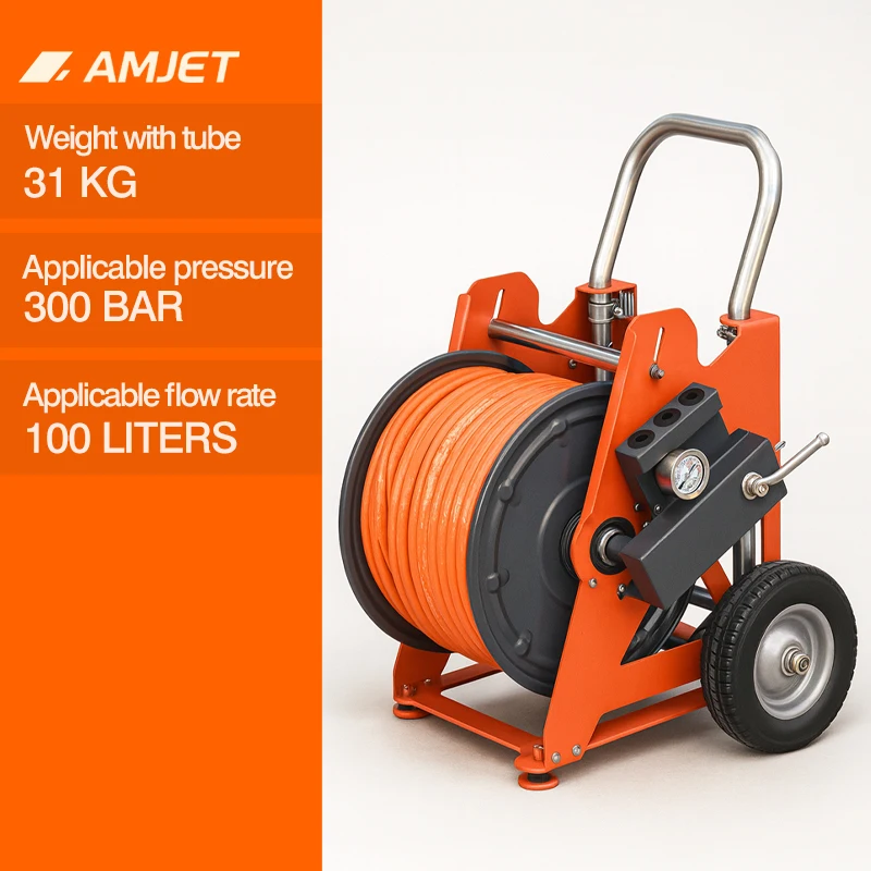 Premium Jetter Hose Reel Flexible Sewer Jetting Reel High Pressure Mobile and Long-Lasting with Different Hose Sizes