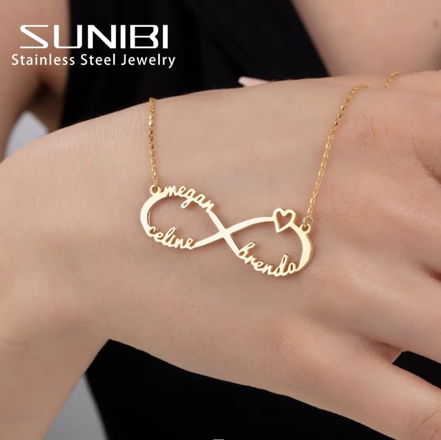 SUNIBI 맞춤형 이름 목걸이, 맞춤형 문자 초커 목걸이, 스테인레스 스틸 펜던트 명판 선물, 직송