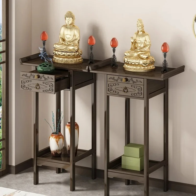 

Household Vintage Hallway Console Table Living Room Entrance Bamboo Coffee Table With Drawer Rectangle Side Table Home Furniture