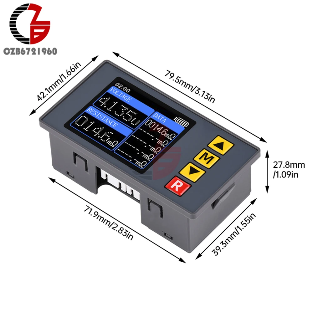 TS457 DC5V Tester rezystancji wewnętrznej napięcia 5 zestawów woltomierza nagrywanie pomiarowe 4-przewodowy tester akumulatora z klipsem Kelvin