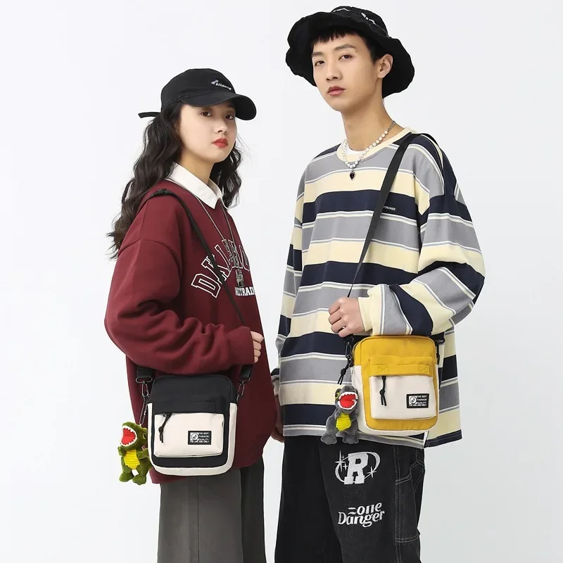 Women Men Canvas Shoulder Messenger Bags Small Korean Cute Fashion Female Crossbody Bag for Girl Boy 2023 Cloth Mini Handbags