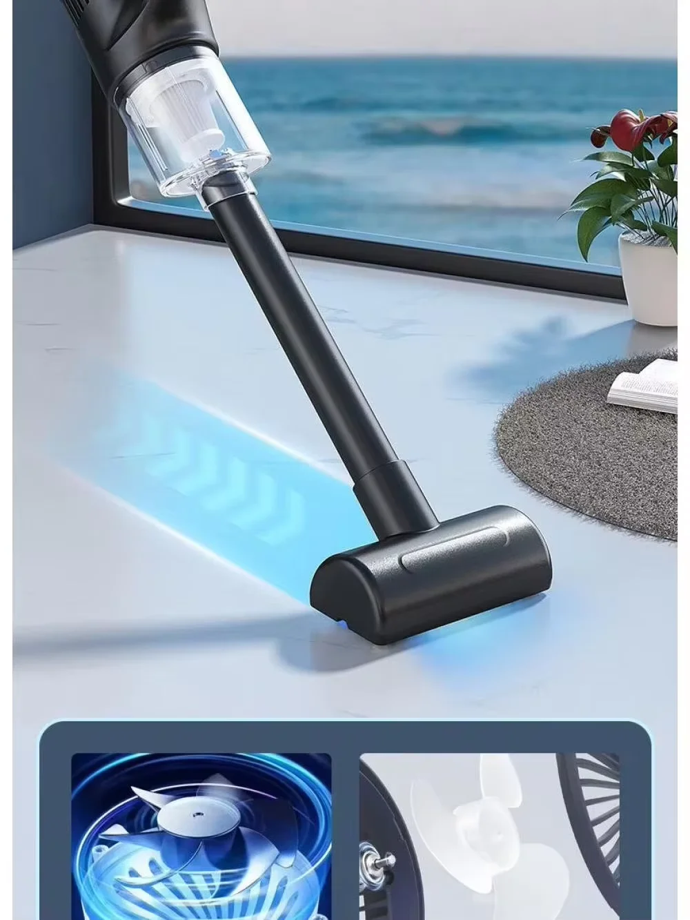HTMCK Chargeable Cordless Handheld Mini Vacuum Cleaner Portable Wireless Vacuum for Home Car Pet Hair Deep Cleaning gallery 5