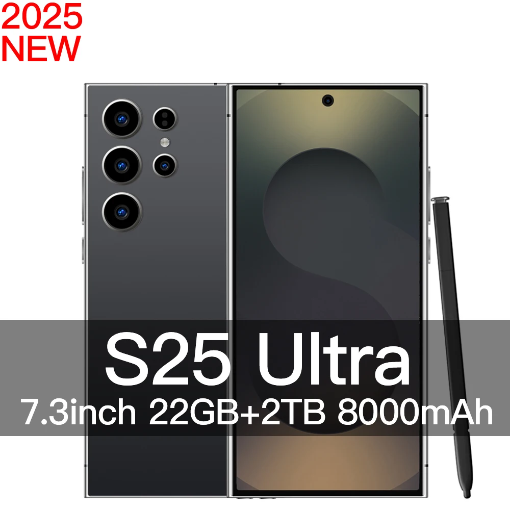 

2025 New S25 Ultra 7.3HD Global Edition Original Smart Dual Card 7800mAh Battery Facial Recognition Function
