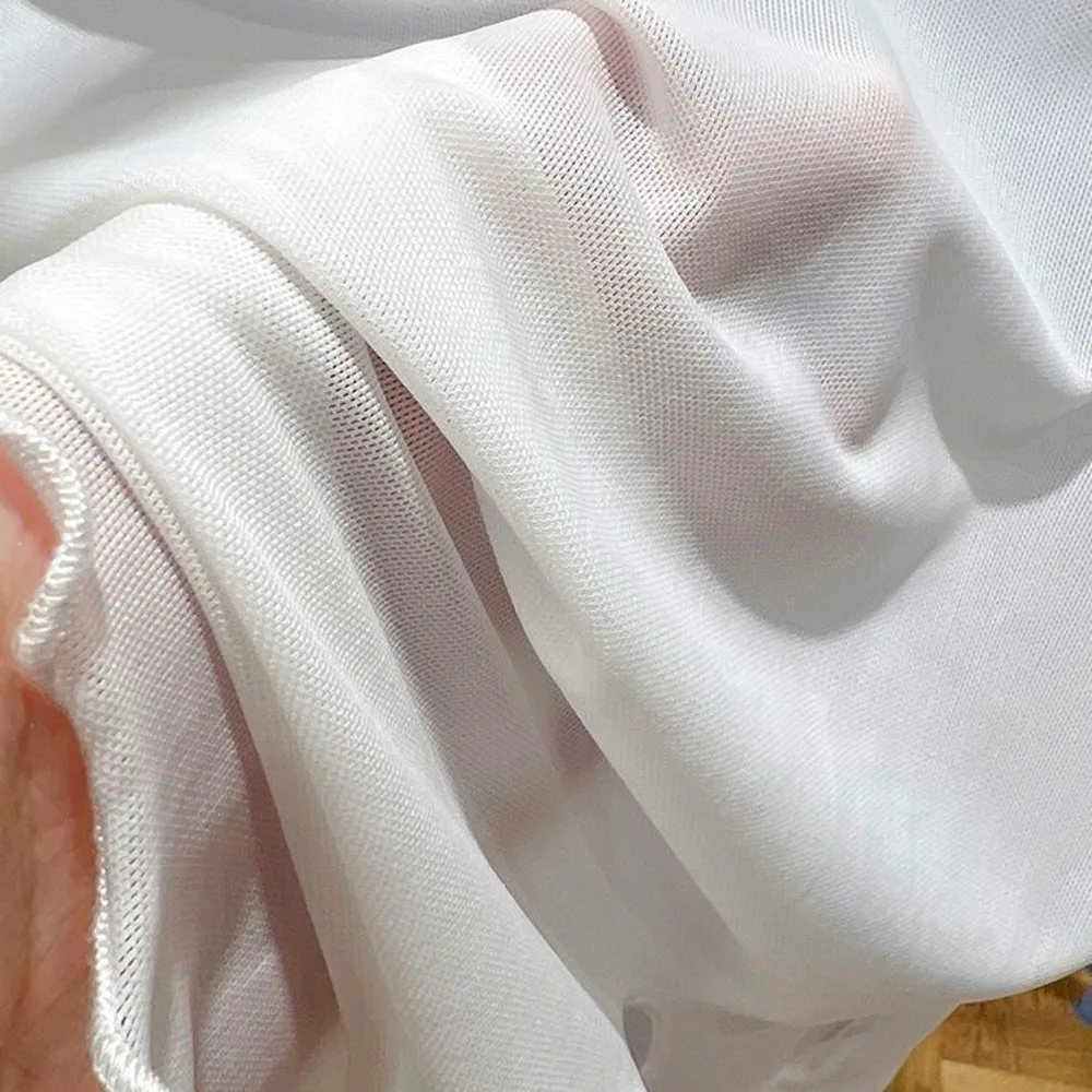 الجليد الحرير شبكة أسفل بلوزة للنساء ملابس الصيف واقية من الشمس بأكمام طويلة تي شيرت الخارجية هالة حافة مثير تول منظور #4