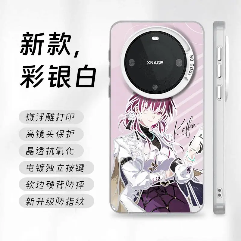 Capa de Celular Anime Girl Kafka para Samsung S25 S24 S23, Xiaomi, VIVO 200 Ultra, OPPO Find X8 Pro - Capa Honkai Star Rail