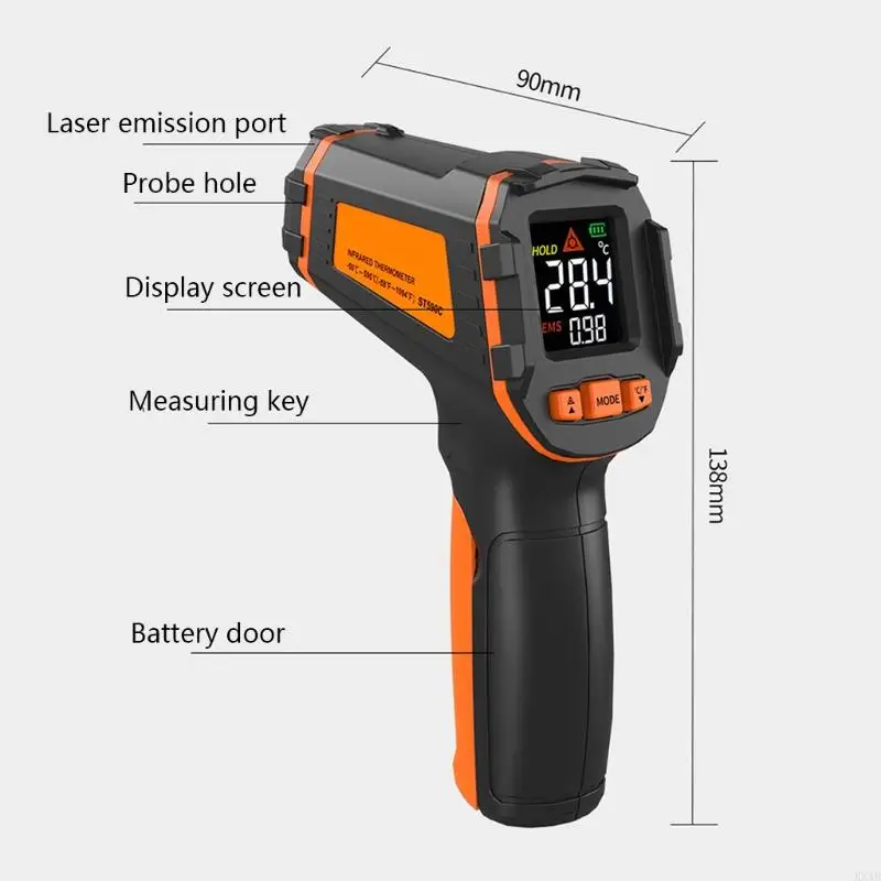 KX4B OKRESOWANIE TERMOMATOR Nie kontaktowy cyfrowy pistolet temperaturowy do gotowania do naprawy domu konserwacja LCD -50 do