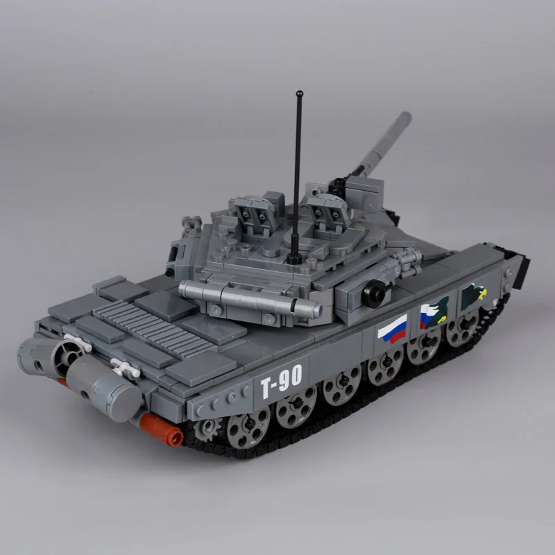 Military World War II Russian T90 Main Battle Tank MOC Soldier Carrier Tracked Armored Vehicle Assembled Building Blocks Toys