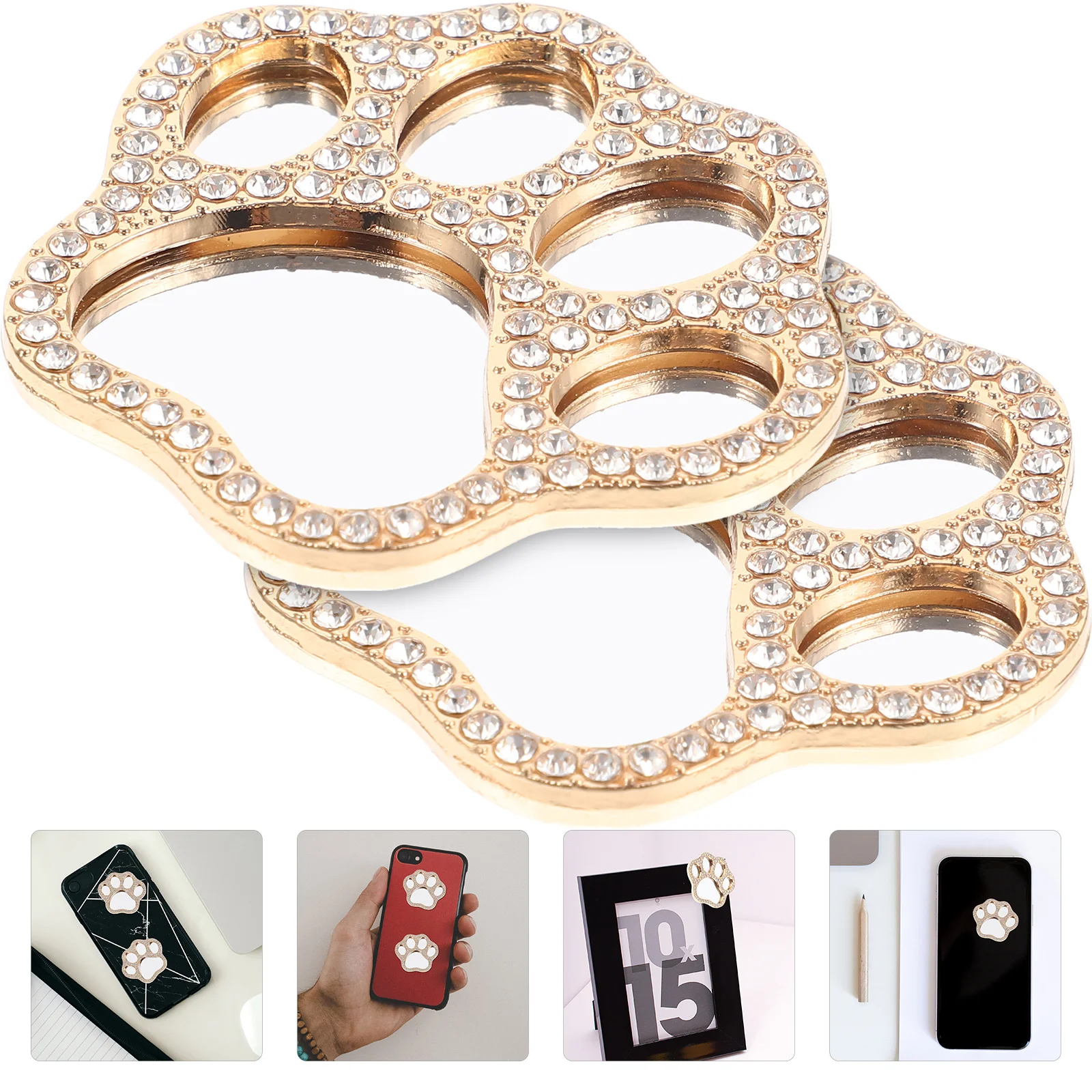 2 pçs espelho de pata de gato bonito cristal pata de gato decoração diy fornecimento para caso de telefone charme portátil pequeno espelho uso decorativo