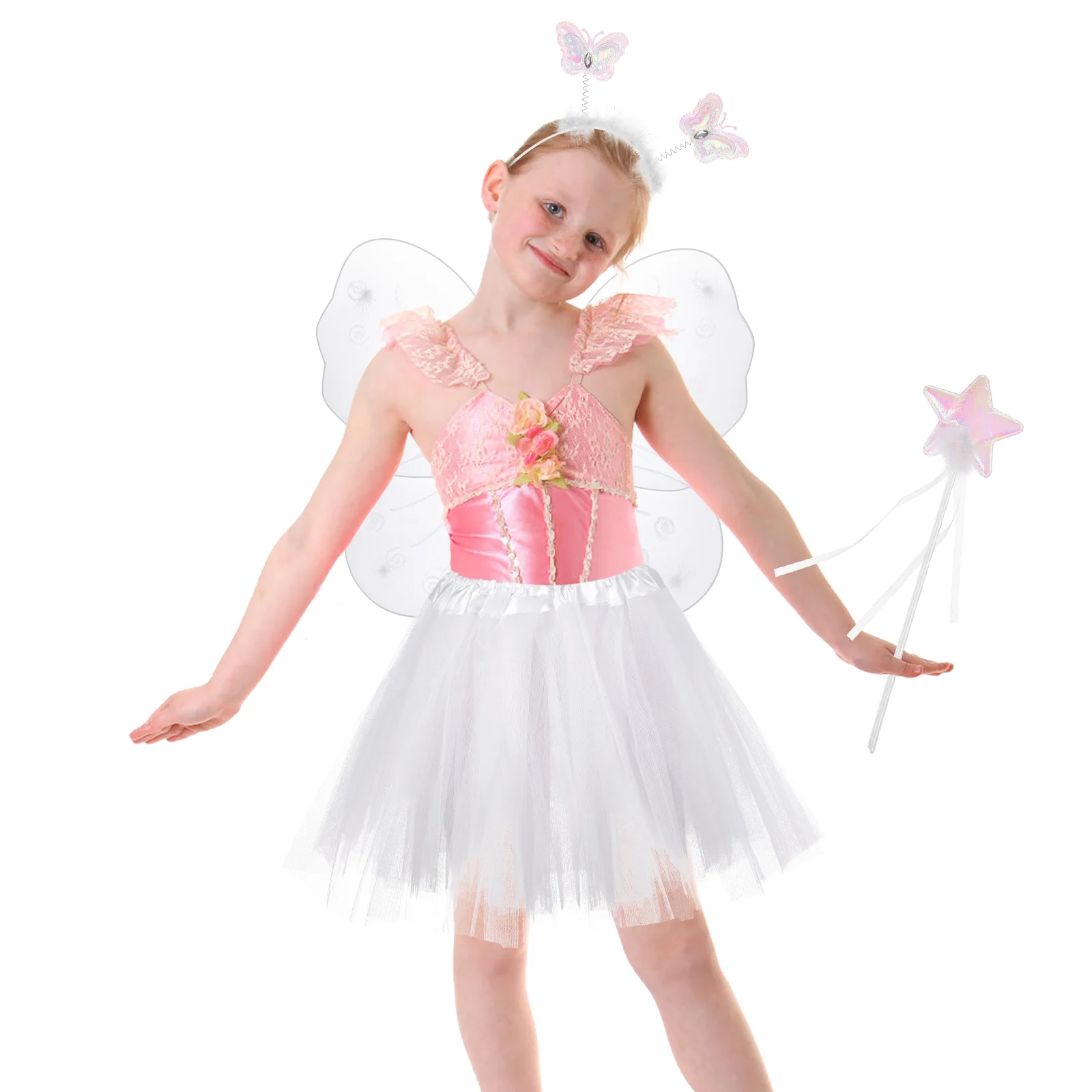 Butterfly Wings Four Piece Set Girls Dress Kit Girl's Fairy Skirt Festival Cosplay Costumes Halloween Outfits for Baby